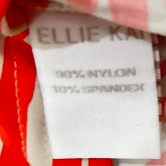 Ellie Kai coral & cream wavy print halter sleeveless stretchy top back tie 2 - Picture 9 of 9